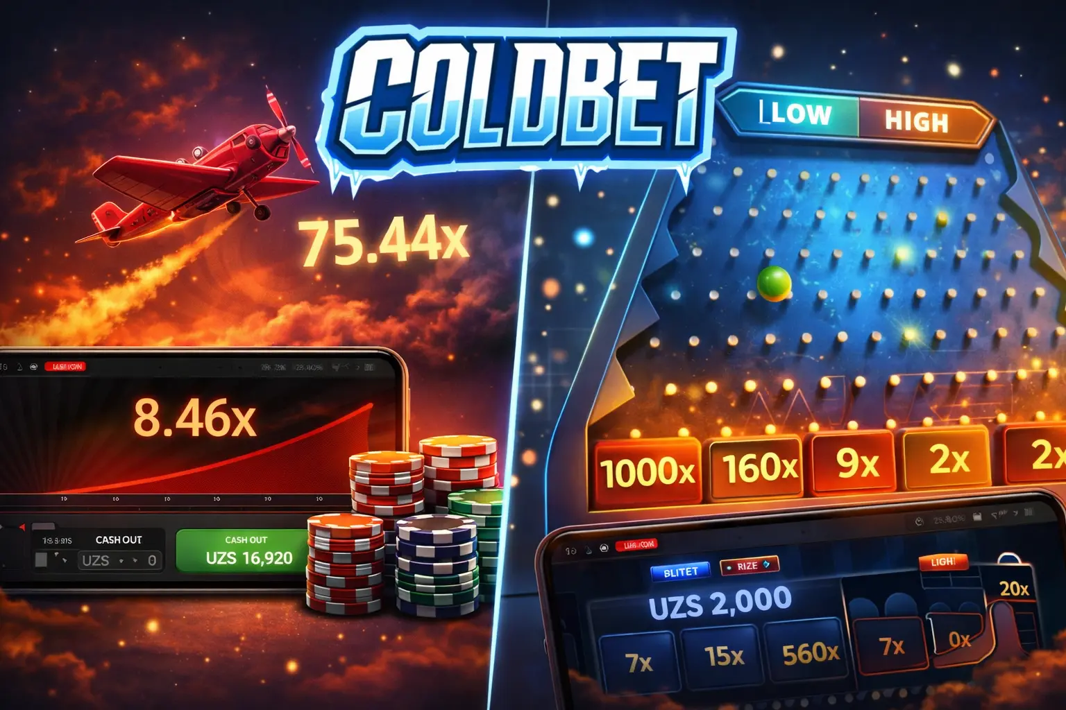 Coldbet Plinko и Crash